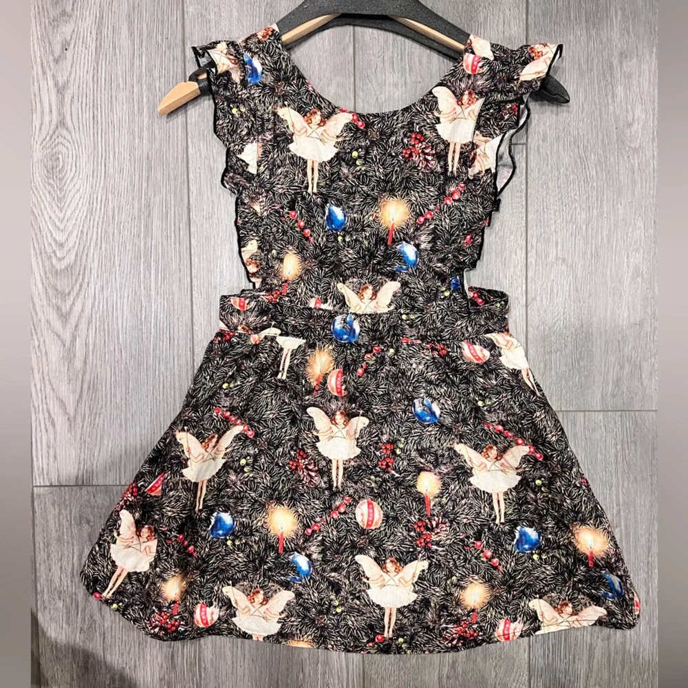 Kip & Co Flower Fairies Christmas Angel Heirloom Linen Pinafore Dress - Picture 2 of 13